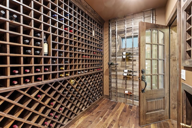 wine area featuring hardwood / wood-style floors