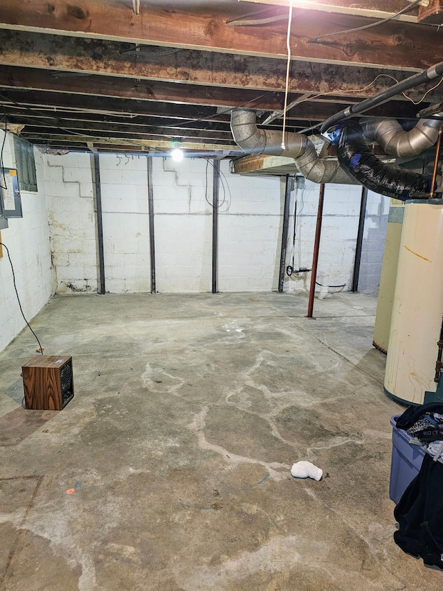 basement with heating unit