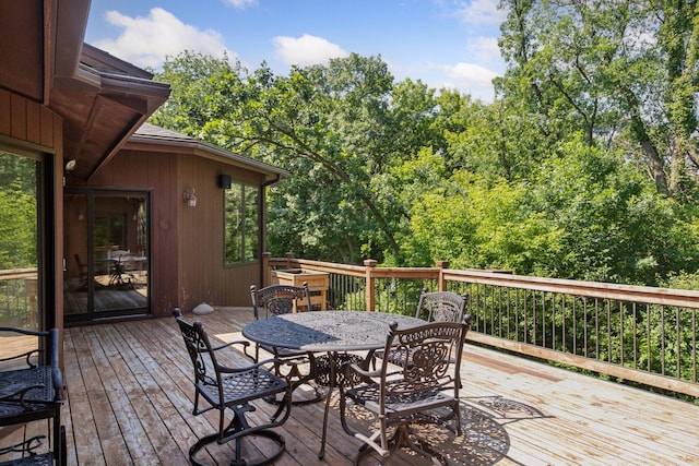 6517 Crackleberry Trl, Woodbury, MN 55129 - wooden terrace with outdoor dining space