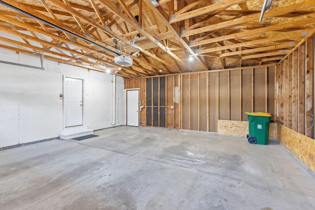 garage with a garage door opener