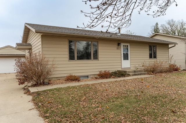 single story home with a garage