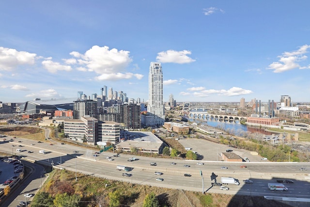 view of city with a water view