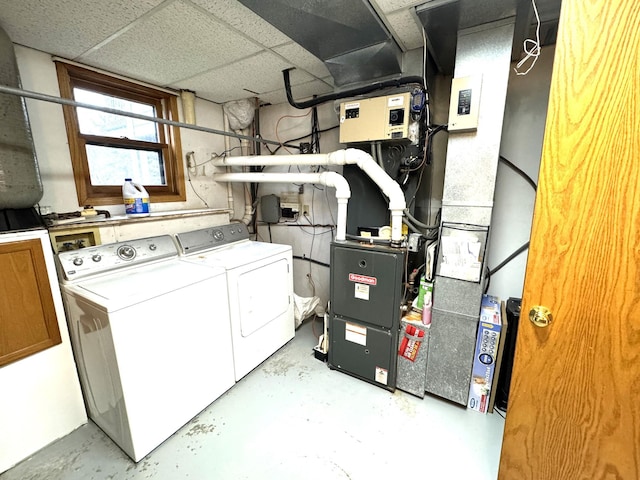 interior space with independent washer and dryer and heating unit