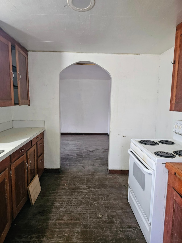 kitchen featuring white electric stove