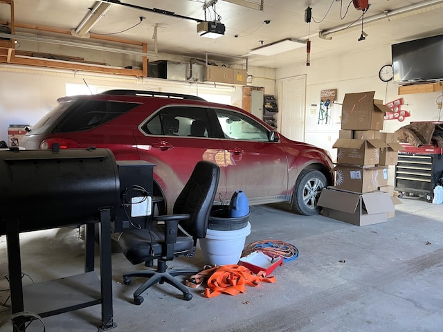 garage with a garage door opener