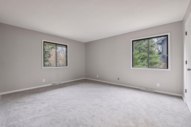 spare room featuring carpet flooring and a healthy amount of sunlight