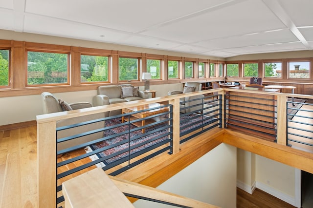 19752 Halwood Rd, Glenwood Twp, MN 56334 - staircase featuring wood finished floors and baseboards