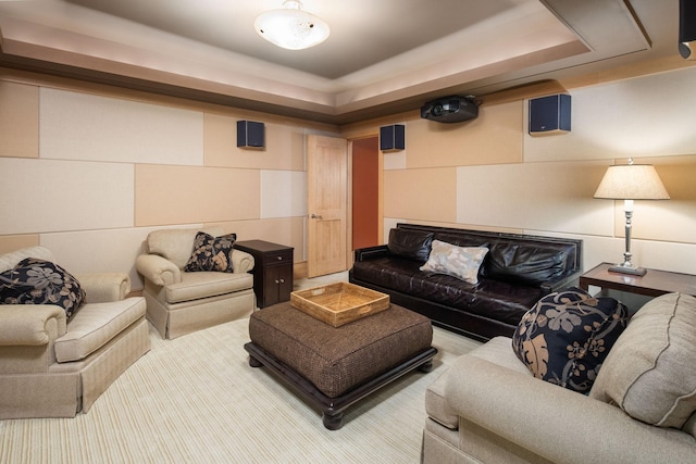 19752 Halwood Rd, Glenwood Twp, MN 56334 - carpeted living area featuring a raised ceiling