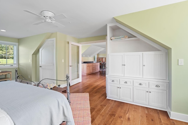 19752 Halwood Rd, Glenwood Twp, MN 56334 - bedroom with baseboards, light wood-style floors, and a ceiling fan