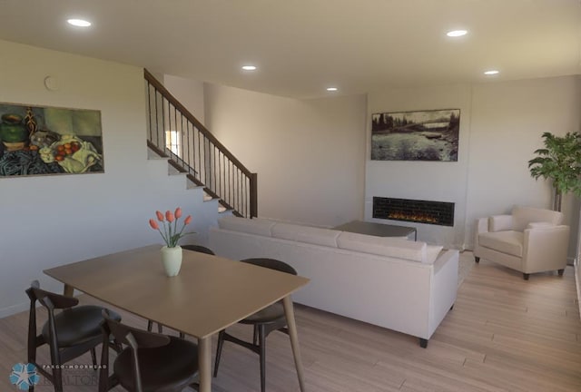 interior space with light hardwood / wood-style floors