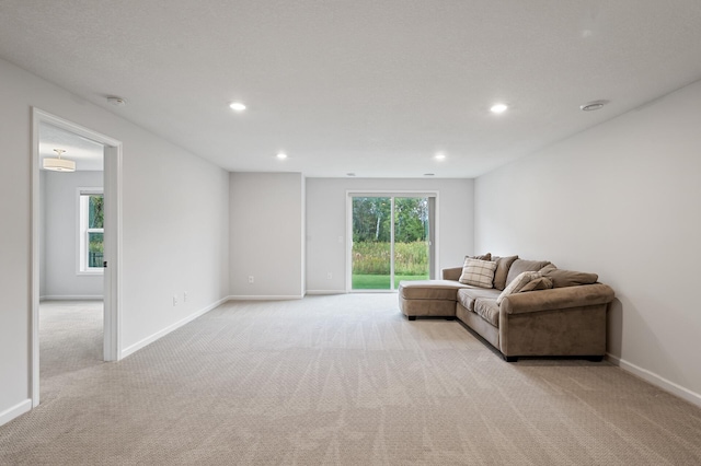 carpeted living room featuring a wealth of natural light