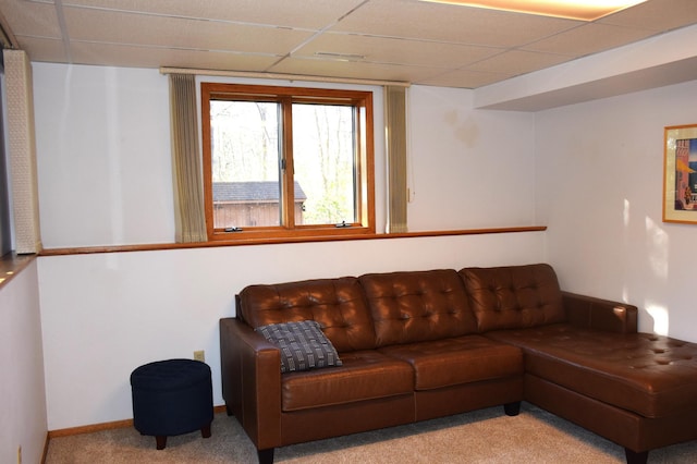 2935 Acorn Ln NE, Bemidji, MN 56601 - carpeted living room with a drop ceiling