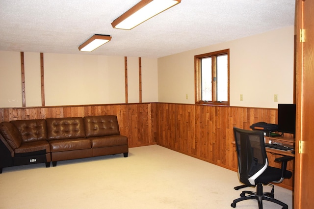 2935 Acorn Ln NE, Bemidji, MN 56601 - carpeted office featuring wainscoting, wooden walls, and a textured ceiling