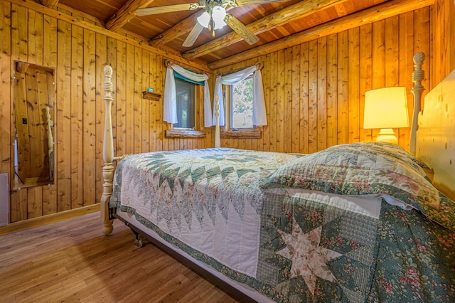 22077 Csah 14, Darwin, MN 55324 - bedroom with a wooden ceiling with exposed beams, wood finished floors, and wood walls