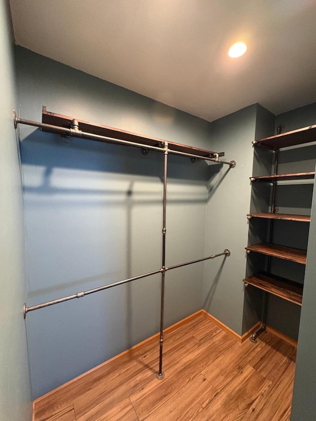 spacious closet featuring light hardwood / wood-style flooring