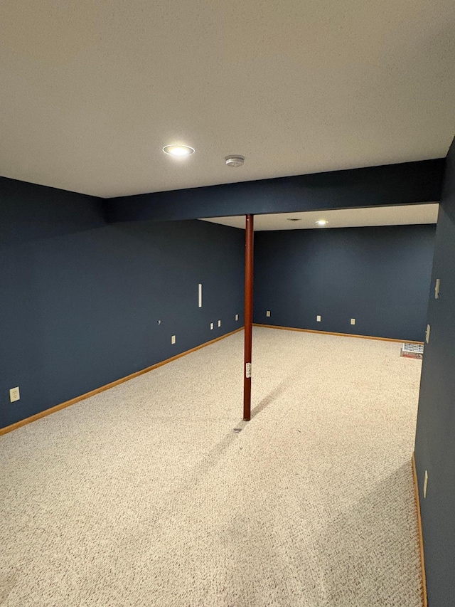 basement with carpet floors