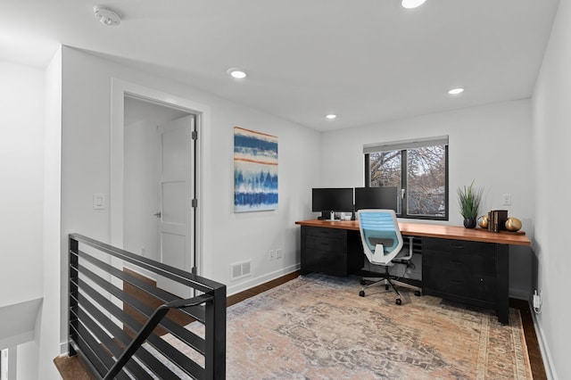 office space featuring hardwood / wood-style floors