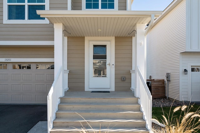 entrance to property with a garage