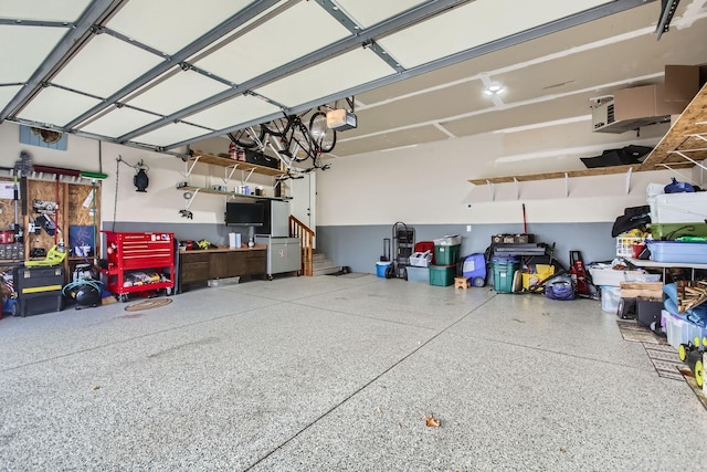 garage with a garage door opener