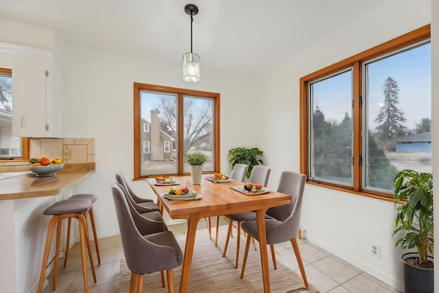 tiled dining room with a healthy amount of sunlight