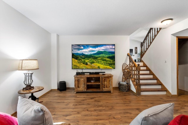 living room with hardwood / wood-style flooring