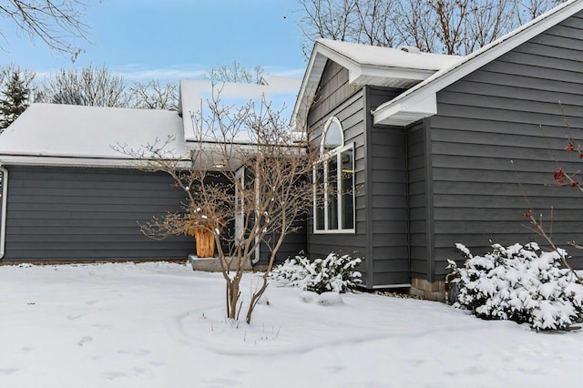 view of snowy exterior