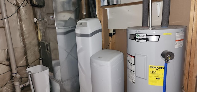 utility room featuring water heater