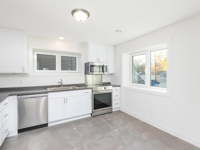 kitchen with sink, white cabinets, and stainless steel appliances