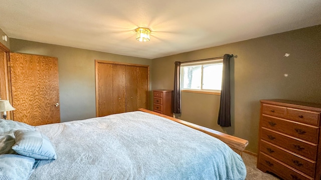 carpeted bedroom featuring a closet