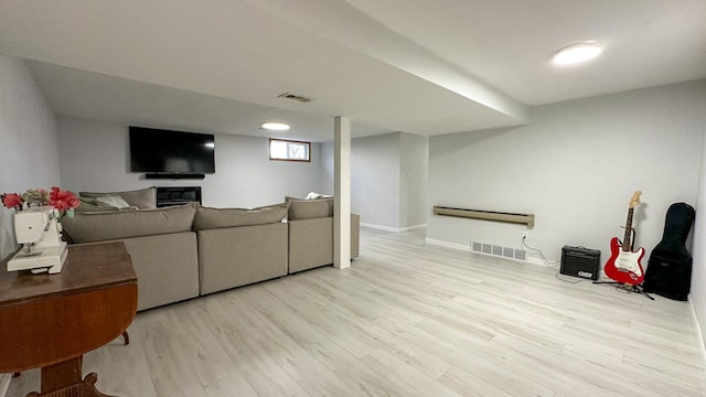 living room featuring light wood-type flooring