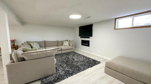 living room featuring light hardwood / wood-style flooring