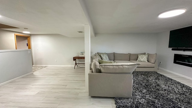 living room featuring light wood-type flooring