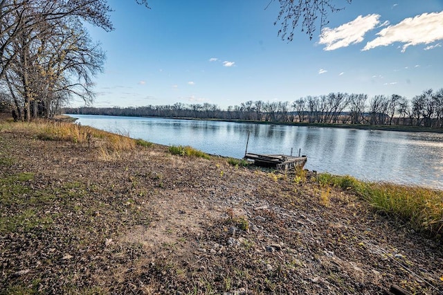 property view of water featuring a dock