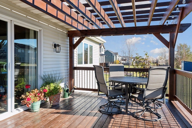 wooden terrace featuring a pergola