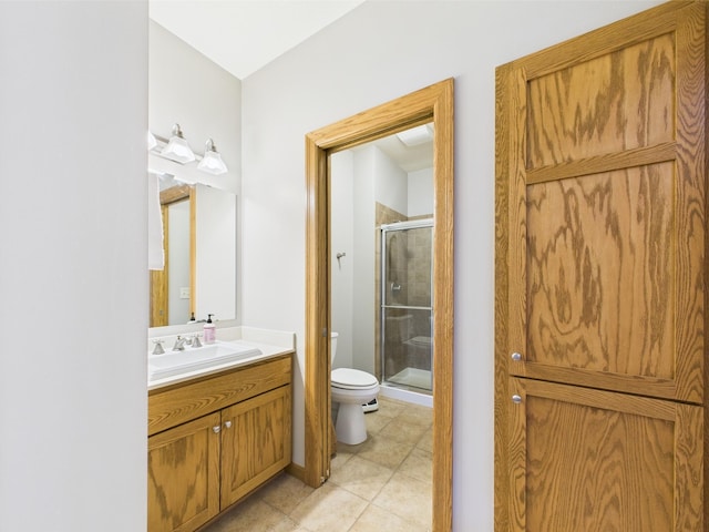 24850 Edenvale Trl, Elko New Market, MN 55020 - bathroom with a shower stall, vanity, and tile patterned flooring