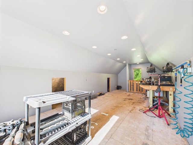 24850 Edenvale Trl, Elko New Market, MN 55020 - rec room featuring lofted ceiling and recessed lighting