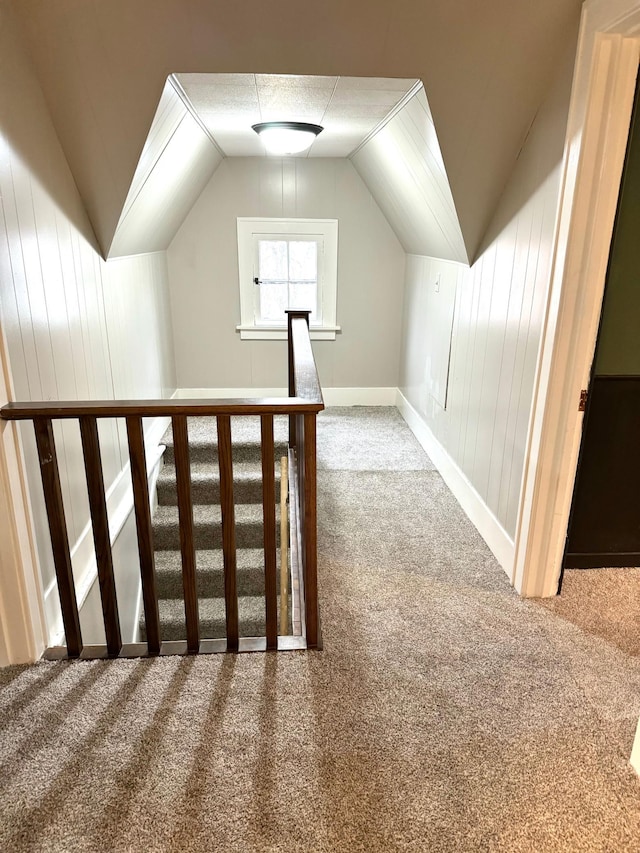 additional living space with lofted ceiling and carpet floors