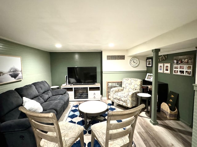 living room with hardwood / wood-style flooring