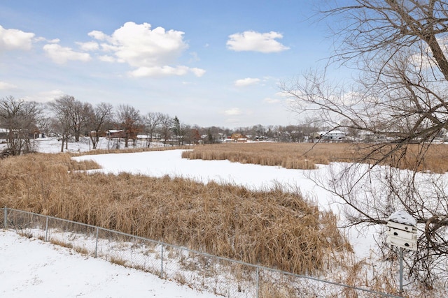 view of yard covered in snow