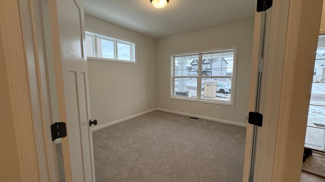 empty room featuring light colored carpet