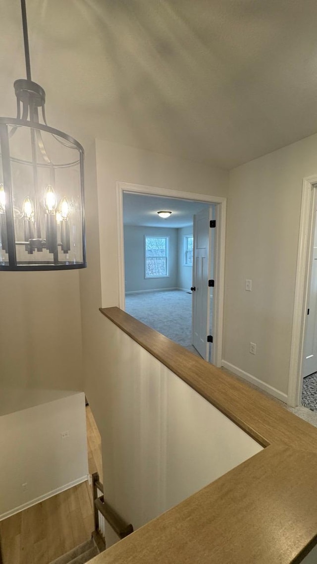 corridor with wood-type flooring