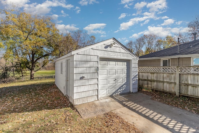 view of outdoor structure featuring a garage