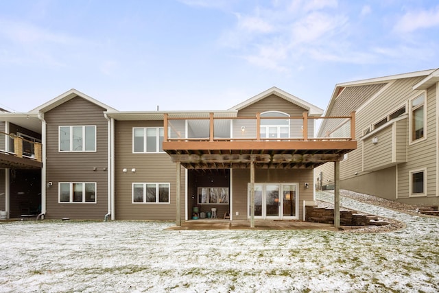 view of snow covered property