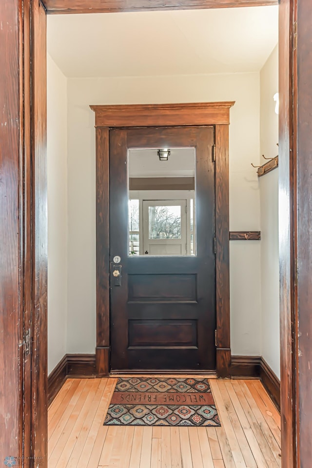 entryway with light wood-type flooring