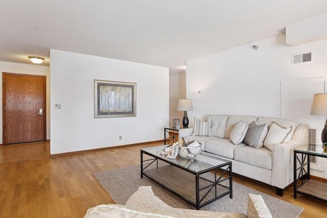 living room with hardwood / wood-style flooring