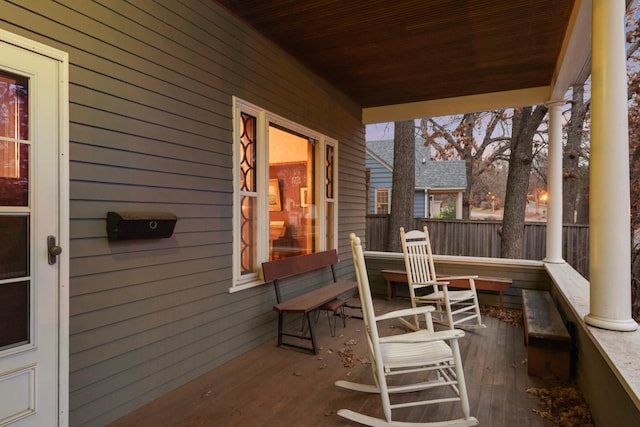 view of patio featuring a porch