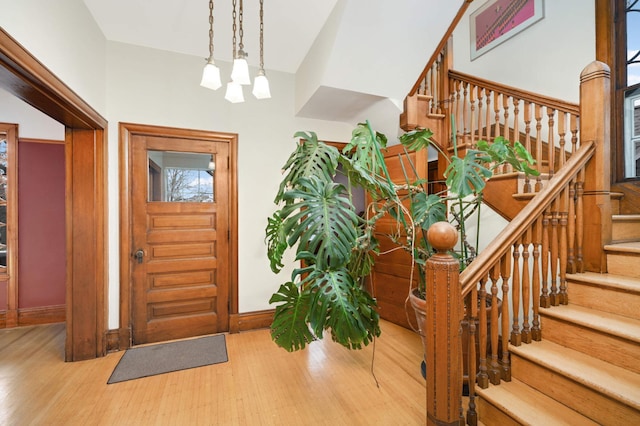 entryway with light hardwood / wood-style flooring