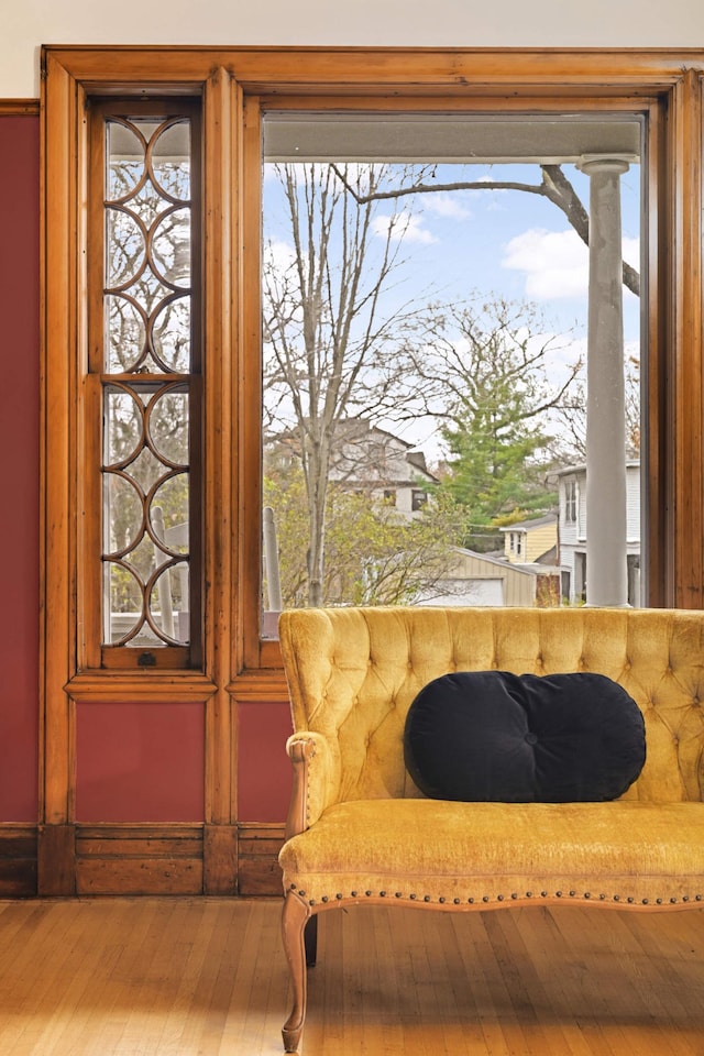 sitting room featuring hardwood / wood-style floors