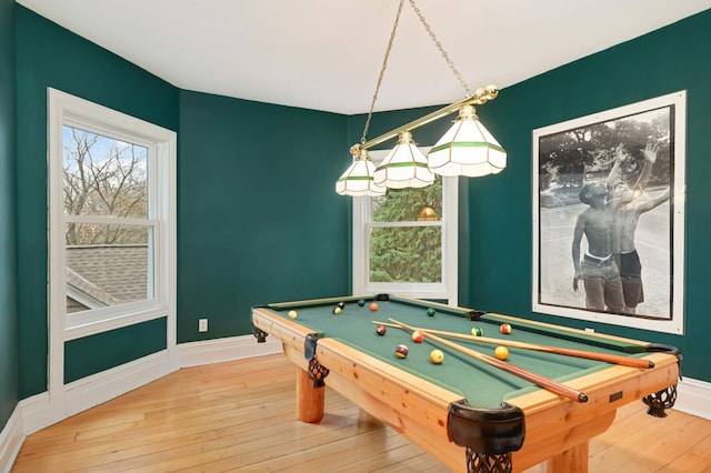 game room featuring billiards and hardwood / wood-style flooring