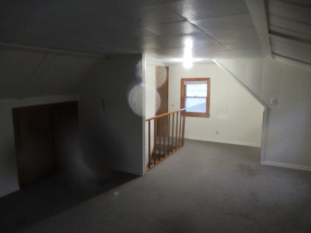 additional living space with carpet and lofted ceiling